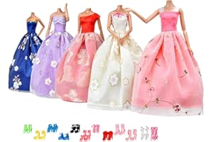 Lance Home® 5 pz Abito + 12 paia Scarpe Fatto a mano Moda Abiti da Sposa Partito Abito da Sposa e Vestiti per 29cm Bambole Regalo di Natale Stile Casuale