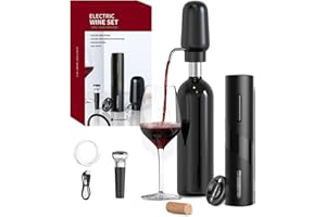 Ruspela Juego de abrebotellas eléctrico 4 en 1 con aireador, vertedor, abridor de botellas y tapón de vacío, regalos para los amantes