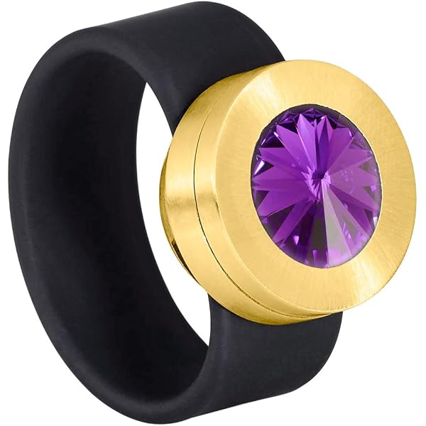 Heideman Damen-Ring Colori – Mit Wechselbarem Zirkonia-Stein, 10 Mm, Edelstahl, Größen 50-65, Glanzmatt Schwarz
