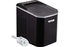 BuoQua 12KG Ice Maker ABS 220V Black Ice Cube Maker Machine 26LBS Macchina per fare il ghiaccio Macchina da appoggio Ice Maker con schermo LCD per cucina Bar