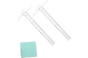 IUDWCG 2 Pcs T Carré Plastique Transparent,1 mini plaque de mesure,T Règle Double Face T Carré Règle T Carré pour Dessin et Disposition Générale Travail Bureau Esquisse Outil de Mesure 30 cm