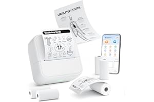 MidingChai Etikettendrucker, Mini Drucker für Smartphone und Tablets, etikettendrucker selbstklebend, Tragbarer Thermodrucker mit 5 Rollen Aufklebern, für Lernen, Etiketten, Fotos, to-do-Listen