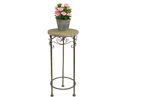 DanDiBo Blumenhocker Metall Rund 64 cm Blumenständer 11135 Beistelltisch Pflanzenständer Holzablage Blumensäule