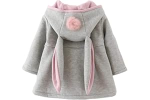 EDOTON Bébé Filles Manteau avec Boule de Poils Charmant Oreille Sweat à Capuche Veste Chaud Hiver Encapuchonné Cap Manteau