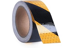ONTWIE 5cm*10m Nastro Riflettente Sicurezza Conspicuity Attenzione Warning Sticker Hazard Caution Tape Giallo/Nero
