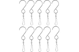 YANGWEN 10 Pezzi Ganci S Girevoli, 360° Forma a S Vento Chimes Gancio Clip Girevole Ganci Inossidabile per Appendere Mangiatoie per Uccelli, Campanelli Eolici