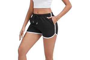 FGFD&OU Pantalon Court Femme en Coton Été, Short Sport Doux et Respirant pour Lounge Le Jogging Fitness Yoga Gym D'entraînement, Survêtement Court avec Poches à Fermeture éclaire