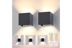 wisdom line Aplique Pared LED Exterior Interior IP65, 3000K Luz Cálida, G9 Reemplazable, Moderno, de Aluminio, Ángulo Ajustable 120°-2 Piezas antracita