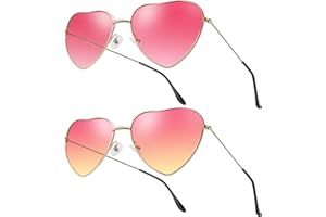 ANLIOTO 2 Stück Herz Brille, Retro Hippie Herz Sonnenbrille Set für Kinder Herren Damen 60er 70er 80er 90er Party Hippie Chic Kostümbrille