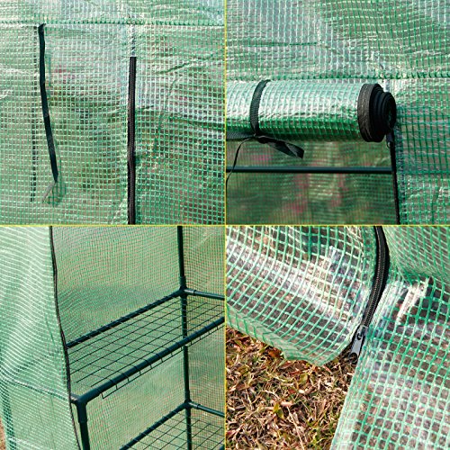 Yorbay Foliengewächshaus Gewächshaus 143x73x195cm, mit Gitternetzfolie aus PE(140g/㎡), mit Ablagen, für Garten zur Aufzucht - 7