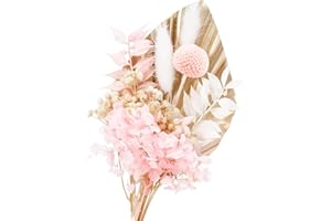 SIMDAO Dried Flowers Bouquet, Pink Real Dried Flowers for Cakes, Gold Palm Leaves Cake Topper, Cake Insert Decorations for Wedding Birthday Party Baby Shower Valentine's Day