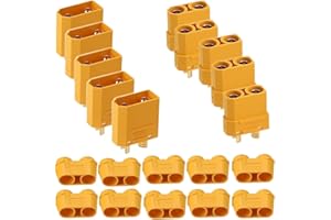 VISSQH 10pcs (5 Paires) Connecteurs XT90H,Connecteur XT60H Male Femelle,Connecteur Batterie Lipo, pour modèles RC et Plus (5pcs XT90H Connecteur Mâle + 5pcs XT90H Connecteur Femelle)