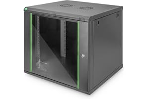 DIGITUS Armadio di rete 19 pollici 9 HE – Montaggio a parete – 600 mm di profondità – Portata 60 kg – Dynamic Basic – Porta in vetro – Nero