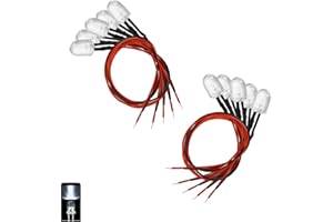 UMTMedia® 10 Pieces 10mm Constant White 12V Pre-Wired LEDs Lamp Wired LED 9V 12 Volts