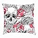 Produktbild tuyi Image pink Rose flowersskull Throw Pillow Covers Cotton Linen Cushion Cover Cases Pillowcases Sofa Home Decor 18"x 18"Inch (45 x 45cm)