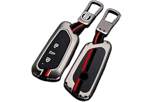 Happyit Etui na kluczyki samochodowe ze stopu cynku do Volkswagen Golf 8 Mk8 2020 Skoda Octavia 3 przyciski 360° wodoodporne zabezpieczenie świecące trójkolorowe paski (kolor matowy)