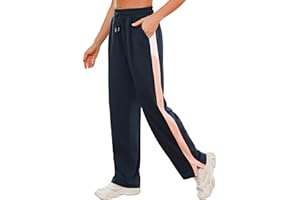 Crewhpo Pantalon de Sport Femme Large Pantalons de Jogging en Coton Pantalons Survêtement Taille Haute Bas de Sportswear Taille Eastique pour Running Fitness Training