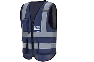 AYKRM 21 Färger Hög Synlighet Väst Med Dragkedja Fram - Hi Vis Verkställande Väst Med Telefon Och ID-Fickor