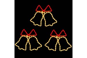 CHRISTOW 3 x Christmas Bell Lights, Outdoor Rope Light Decoration, Energy Efficient LED, Flashing Wall Window Silhouette, Mains Powered (3 x 55cm Bells)