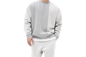 Comilaka Męskie bluzy na co dzień patchworkowa bluza z okrągłym dekoltem bluza frotte długi rękaw lekki pulower topy