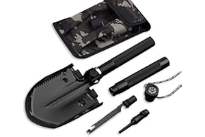 MIDINGCHAI Pelle Pliante 12 Fonctions, Pelle Multifonction, Pelle Jardinage est en Acier allié de Haute 420 pour Couper Branches, Camping, Survie, Randonnée