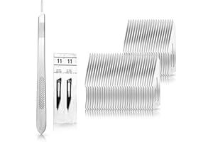 ‎MAY May Set - 50 Stück Skalpellklingen Figur 11 aus Karbonstahl - Ersatzklingen einzeln steril verpackt + 1 x May - Skalpell-Halter mit 21 cm langem Griff - Edelstahl