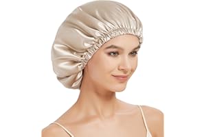 HAT HUT 22 Momme Seidenhaube zum Schlafen, Schlafmütze aus 100% Maulbeerseide, Silk Bonnet Schlafhaube für Lockiges Haar, Doppelte Haarhaube (DE/NL/SE/PL, Alphanumerisch, Einheitsgröße, Champagner)
