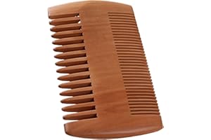 TOMTARY Men Wooden Beard & Moustache Comb Anti-Static, Double Sided, Fine & Coarse Teeth Portable Beard Pearwood Head Hair Pocket Comb for Grooming