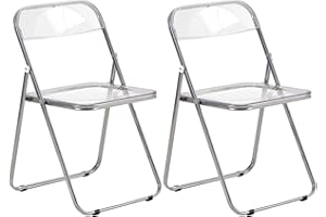 LuxNook set di 2 sedie pieghevoli con sedia in metallo, PET trasparente sedia pieghevole portata 150 kg per sala da pranzo, soggiorno, giardino