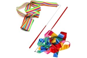 CRLLDPM 2 Pieza Cintas de Gimnasia Rítmica para Niña, 2M Cinta de Baile, Cintas Gimnasia Rítmica, Cintas para Gimnasia, Con Palo Giratorio, Cinta Gimnasia Ritmica, Para Niños Baile Gimnasia Entrenamiento