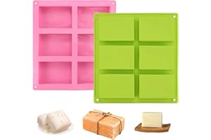 GUDQVOZIHG 2 stampi rettangolari in silicone, 6 stampi per torte, pane, sapone, cupcake, cioccolato, biscotti, fai da te
