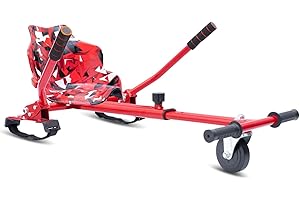 HoverSport HOVERKART - Go Kart Adjustable Hoverkart Seat For Electric Self Balancing Scooters - Fits All Hover Board Sizes - 6.5", 8" and 10" (Red Vortex)