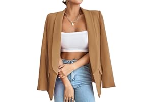 ALSOGO Damen Blazer Langer Casual Open Front Blazer Arbeit Büro Jacken mit Taschen