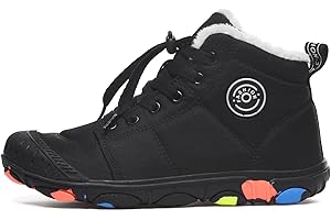 XINGHUANHUA Barfußschuhe Kinder Winterstiefel Outdoor Winter Warm Gefüttert rutschfest Leicht Winterschuhe Jungen Mädchen Outdoor Winter Trekking Wanderstiefel EU30-39