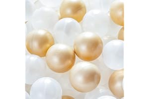 Dodozen 200 ∅ 7 cm Palle, Colorate Palle da Gioco in plastica per riempire Le Piscine di Palline per Bambini - Trasparente/Oro