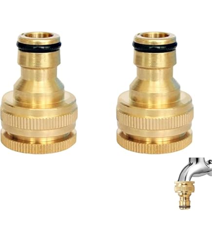 Silkwish 2 x messing kraanverbinders, 1 inch binnendraad voor Gardena slangaansluitingen, IG 1 inch snelkoppeling, compatibel met Gardena insteeksysteem (adapter waterkraan tuinslang