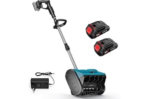 WIWOLER Akku Schneefräse 21V, Handgeführte Schneefräse Mit Zwei Batterien, Bürstenloser Motor, Wurfweite 10M, Arbeitshöhe 20CM, Arbeitsbreite 40CM, 30° Schneewurfwinkel, kehrmaschine Akku für Gehwege, Hof