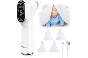 BUBBACARE Baby Nasensauger, Nasensauger Baby Elektrisch mit LED-Lampe, 4 wiederverwendbare Silikon-Rotzsaugerdüsen & 3 Saugstufen für Neugeborene, Kleinkinder und Kleinkinder