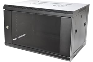 ‎KOSCOM CONNECT Koscom Connect Netzwerkschrank 6 HE I Serverschrank 19 Zoll I Wandmontage 600 x 450 x 380 mm I voll montiert I Server Gehäuse mit abschließbarer Glastür I Traglast 60 kg I Schwarz