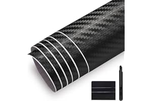 GRTHTATI 300cm x 30cm Covering 3D Carbone de Voiture Film Autocollant Adhésif Film de Protection pour Voiture Intérieure/Extérieure, Moto, Vélo (3D Carbon Fiber, 300cm x 30cm)