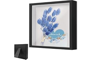 VIQIHEOE Cornice Portafoto 3D, Cornice per Oggetti 20 x 20 cm, con Lastra Acrilica Trasparente, Scatola per Fiori 3D in Legno Profonda 3 cm, per Oggetti, Regali, Regalo di Nozze, Nero