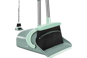 Jade Green Broom and Dustpan Combo Set - Long Handle Dustpan with Broom