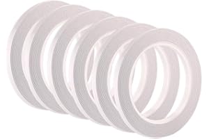 FEPITO 6 Rollos Cinta adhesiva de doble cara Cinta autoadhesiva para costura, manualidades, trabajo manual, 6 mm x 25 metros cada rollo