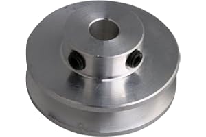 BQLZR 31x15x6MM Silver Aluminum Alloy Single Groove 6MM Fixed Bore Pulley for Motor Shaft 3-5MM PU Round Belt
