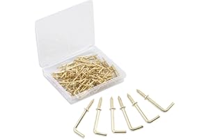 SPEEDWOX 100 ganci ad angolo retto da 1 pollici, ganci quadrati a vite, a forma di L, accessori per fissaggio a gancio per unghie, con scatola portaoggetti per casa, ufficio e posto di lavoro