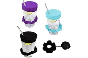 LEMLIN 3 Pezzi Scrunchie Copri-Bicchiere Antidroga, Protezione Anti-Versamento per Feste e Festival, Sicurezza Anti-Contaminazione Bevande Non Identificate, Multiuso come Fascia per Capelli
