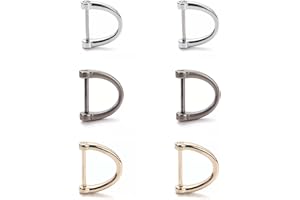 LUQUNE 6 pieces D Ring Buckle,adjustable screw plus screw-in shackle metal horseshoe buckle.With 1 piece small Screwdriver.Accessory D-rings for keychain wallet replacement and DIY leather crafting.(19mm)