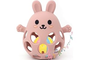 M4CQSBLE Greifball Für Babys-Montessori Spielzeug Baby，Zahnungshilfe Baby -BPA Frei Beißspielzeug Baby ，Baby Geschenk Für Babys Von 3-18 Monaten (Hellrosa, Hase)