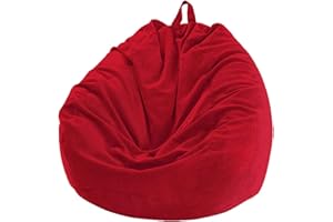 CHICKWING Copertura per Poltrona a Sacco, Chickwin Velluto a Coste Pouf Portaoggetti per Bambini e Adulti, per Interni e Esterni, senza Imbottitura, Sedia da Gaming Sedia da Giardino (Rosso,85x110cm)
