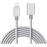 3.3ft Braided Extension Cable Charging Extender Dock,Male to Female,Sync Cable Connector Compatible iOS Devices(Silver)